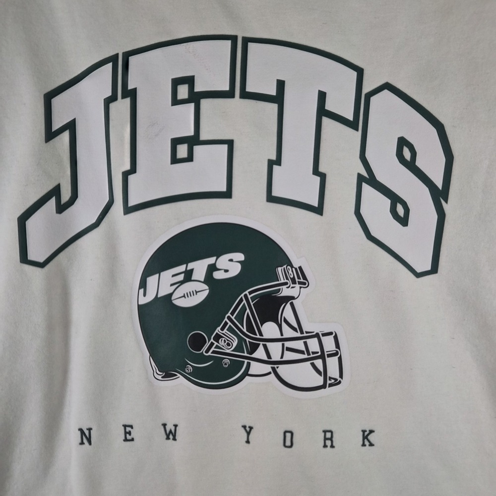 New York Jets Sweatshirt Mens XL White Crewneck NFL Football Spellout Logo - Picture 5 of 9